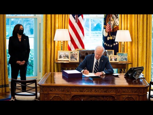 The American Rescue Plan Act and extending existing Covid-19 programs President Joe Biden sign