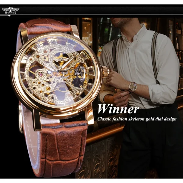 Winner Transparent Fashion Case Luxury Casual Design Leather Strap Mens Watches Top Brand Luxury Mechanical Skeleton Watch - AliExpress 1511 - Image 3