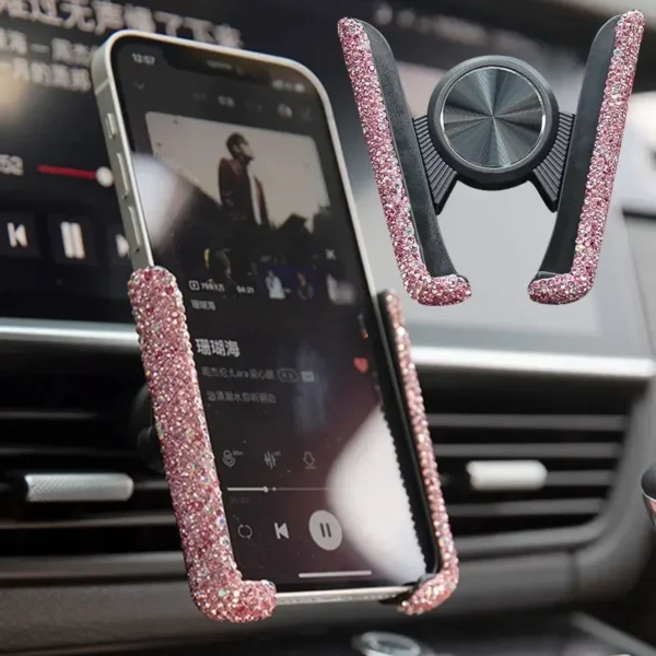 Car Phone Holder Diamond Crystal Car Air Vent Mount Clip Mobile Phone Holder Stand In Auto Bracket Interior Accessories Women - AliExpress 34