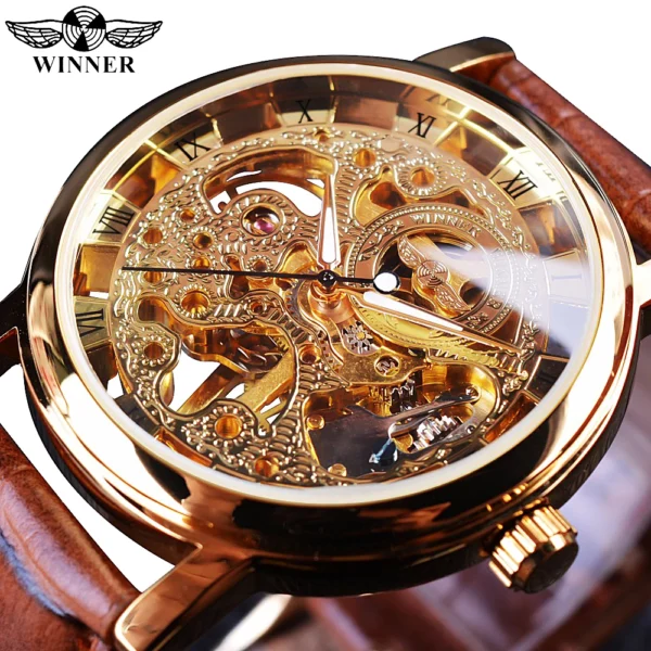 Winner Transparent Fashion Case Luxury Casual Design Leather Strap Mens Watches Top Brand Luxury Mechanical Skeleton Watch - AliExpress 1511