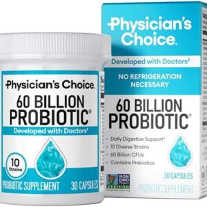 Physician's Choice Probiotics 60 Billion CFU - 10 Strains + Organic Prebiotics - Immune, Digestive & Gut Health - Supports Occasional Constipation, Diarrhea, Gas & Bloating - for Women & Men - 30ct : Health & Household