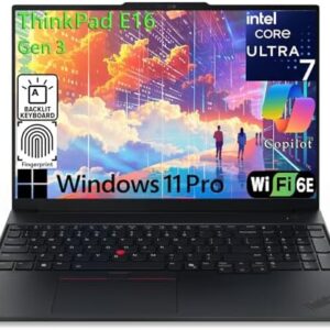 Lenovo ThinkPad E16 Gen 3 Laptop Computer Business, 16" FHD+, Intel 16-Core Ultra 7 255H (Beat i9-13900H), 16GB DDR5 RAM, 512GB PCIe SSD, WiFi 6E, Fingerprint Reader, Backlit Keyboard, Windows 11 Pro : Electronics